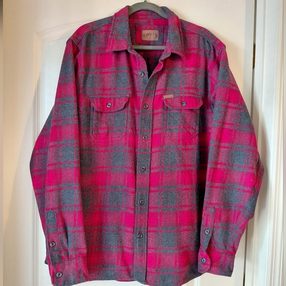 Orvis Men's Heavy Flannel Button Down Pockets - Picture 2 of 12
